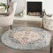 Homeroots 4 ft. Round Ivory & Light Blue Distressed Area Rug 385549 - alternate 8